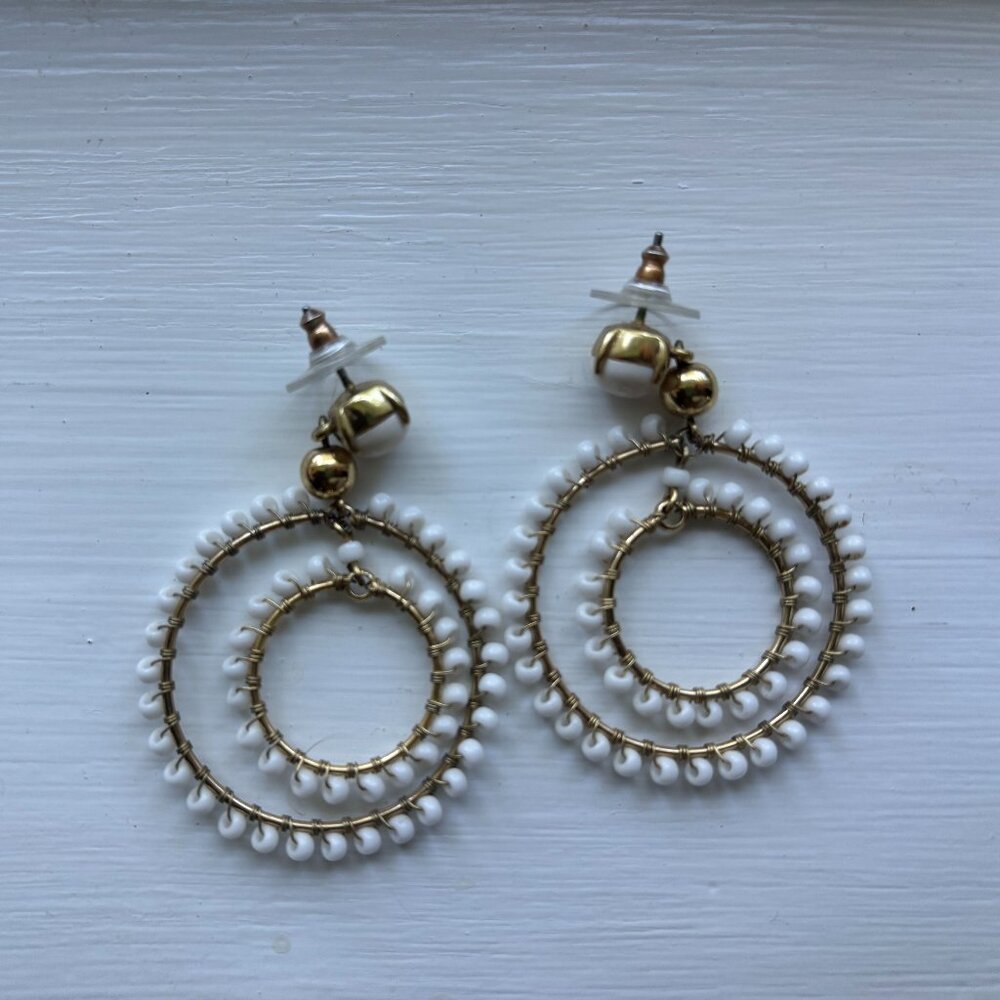 J. Crew White Beaded Earrings